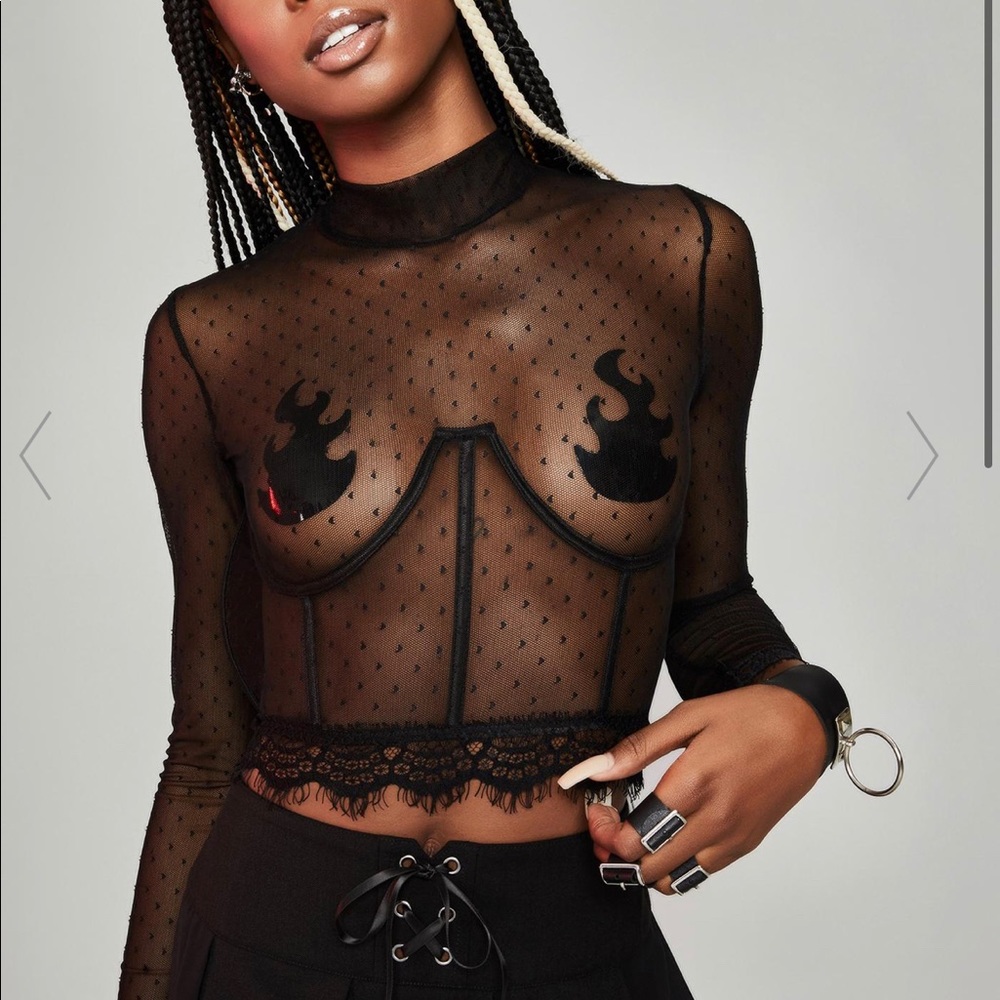 DollsKill Horoscopes mesh crop top with underwire